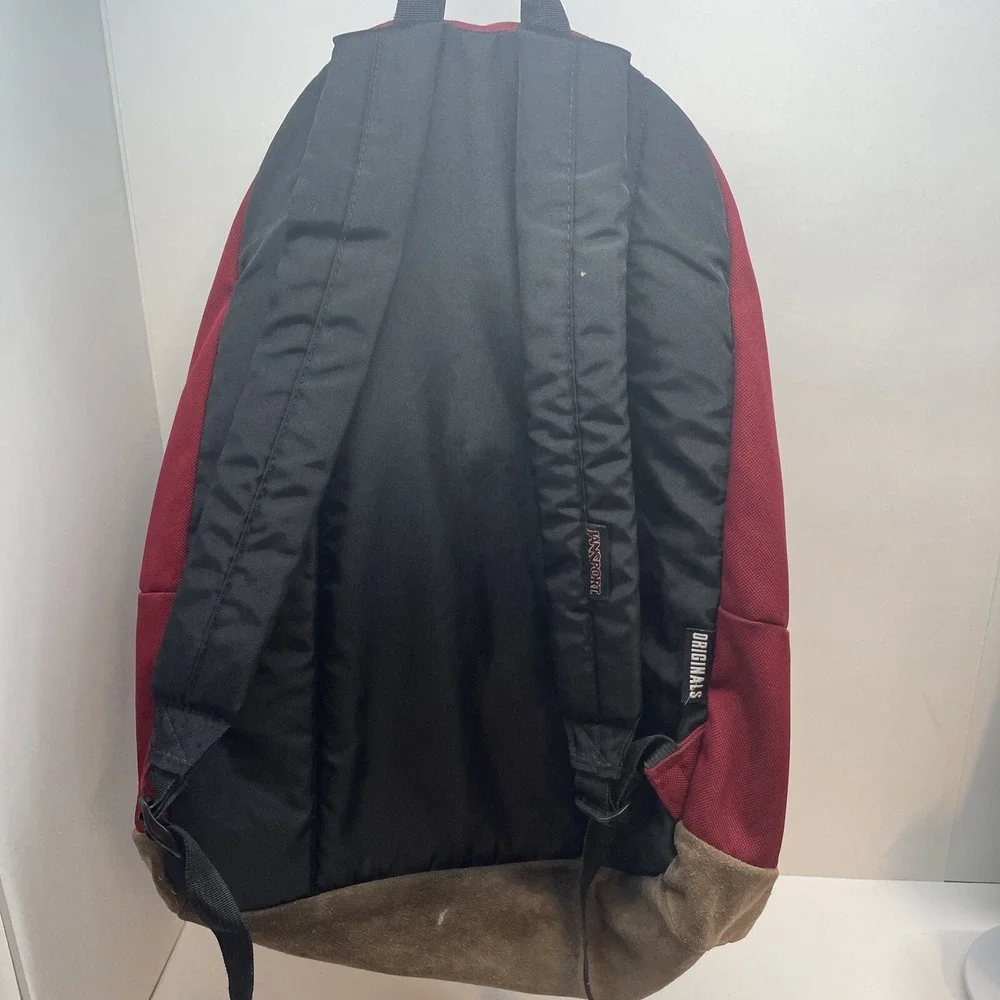Jansport Right Pack Backpack Originals Maroon‎ Red Leather Bottom JS00TYP7 Rare